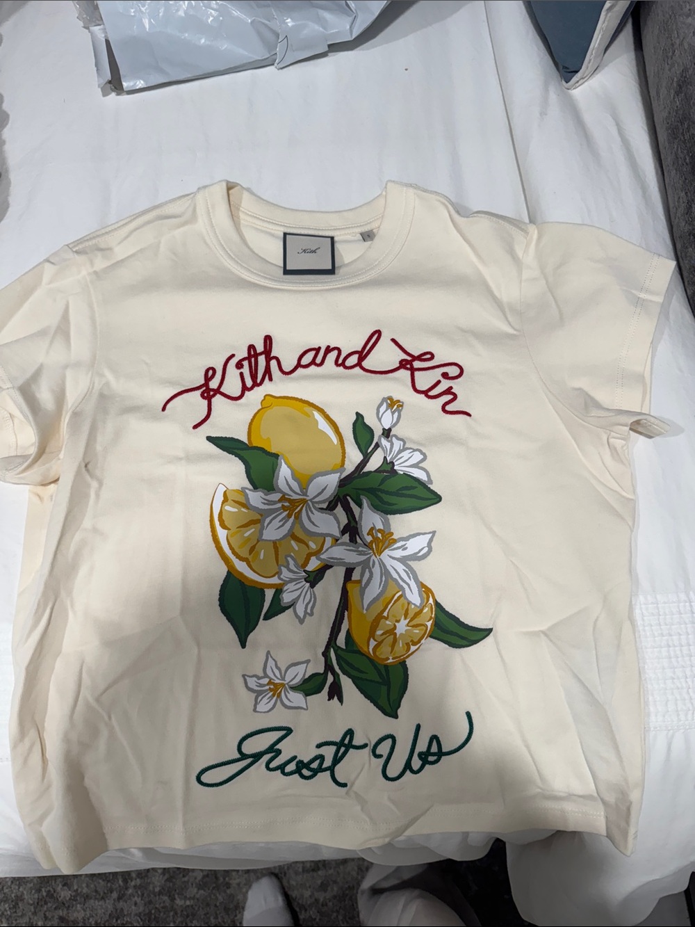 Kith Cream Tee with Yellow Lemon & Green Leaf Graphic